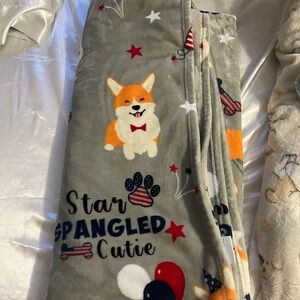 Gray Corgi Print Blanket